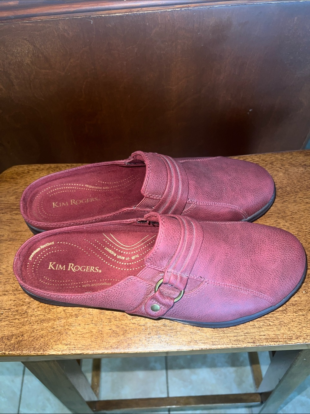 Kim Rogers Burgundy Slip-On Mule with Decorative Ring